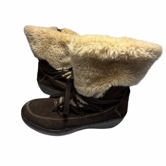 Naturalizer Brown Leather and Faux Fur-Lined Women's Snow Boots Sz 9.5 - Picture 3 of 13